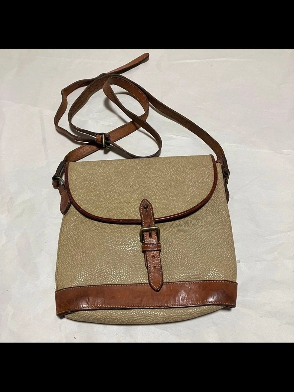 Mulberry Beige and Brown Leather-Trim Crossbody Bag